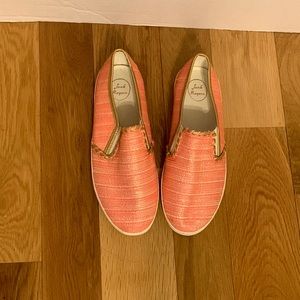 Jack Rogers Coral, Cream, and Metallic Gold Slip-On Sneakers Size 10